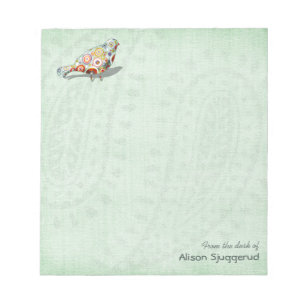 Bloc De Notas Pequeño y caprichoso pájaro paisley Personalizado