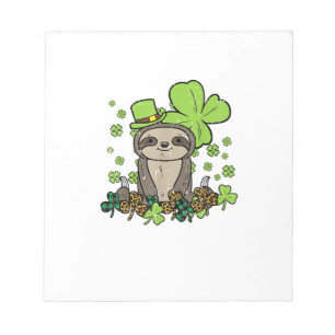 Bloc De Notas Perezoso Shamrock Cuadros Leopardo St Patricks Día