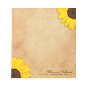 Bloc De Notas Pergamino de papel antiguo de girasol