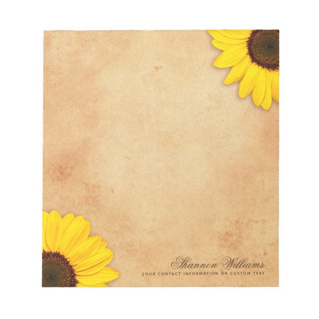 Bloc De Notas Pergamino vintage de papel antiguo de girasol (Frente)