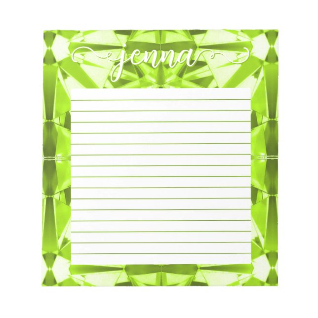 Bloc De Notas Peridot Gemstone Lined Personalizado (Frente)