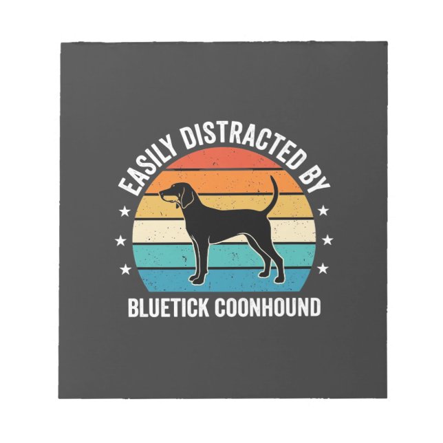 Bloc De Notas Perro Bluetick Coonhound Atardecer Retro (Frente)