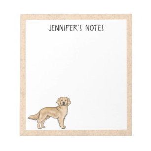 Bloc De Notas Perro Cute Retriever Dorado Amarillo Con Nombre Pe