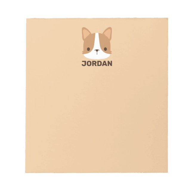 Bloc De Notas Perro de Corgi con nombre personalizado (Frente)