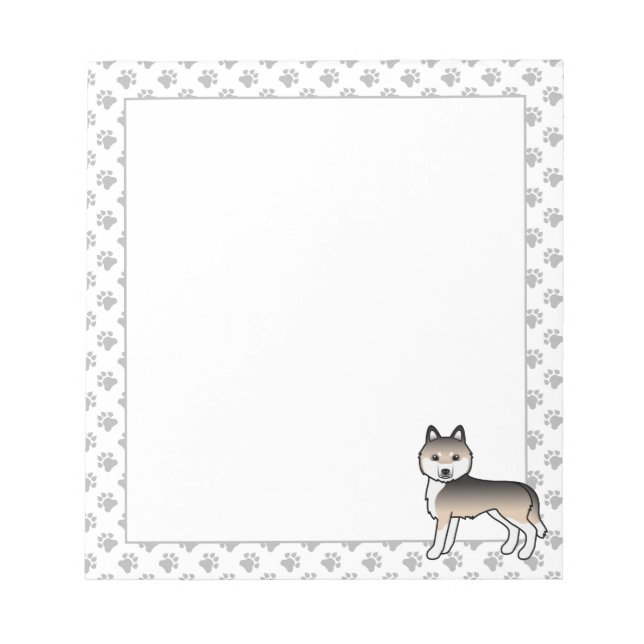 Bloc De Notas Perro de dibujos animados adorable Husky Siberiano (Frente)