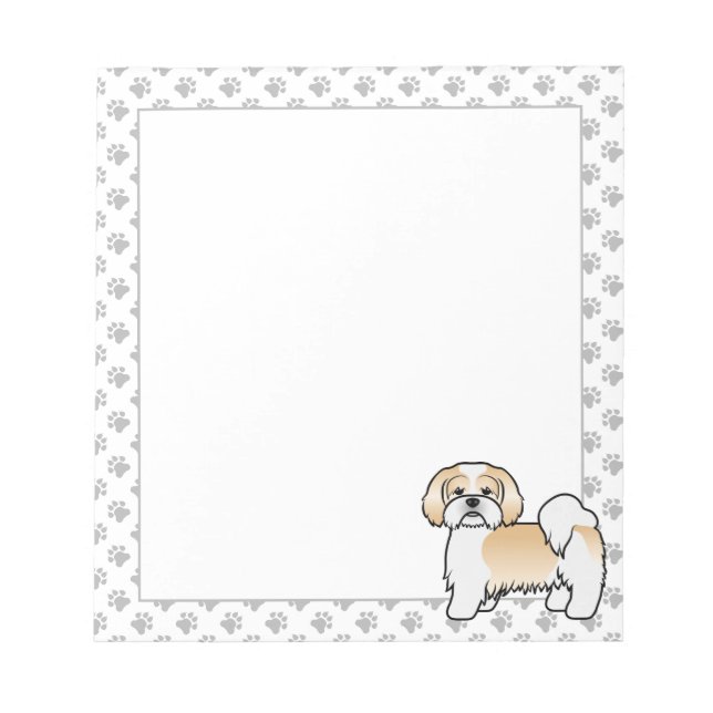 Bloc De Notas Perro De Dibujos Animados Lhasa Apso Dorado Y Blan (Frente)