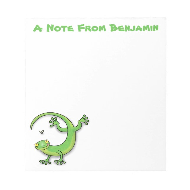 Bloc De Notas Perro de gecko verde alegre con personalizado de b (Frente)