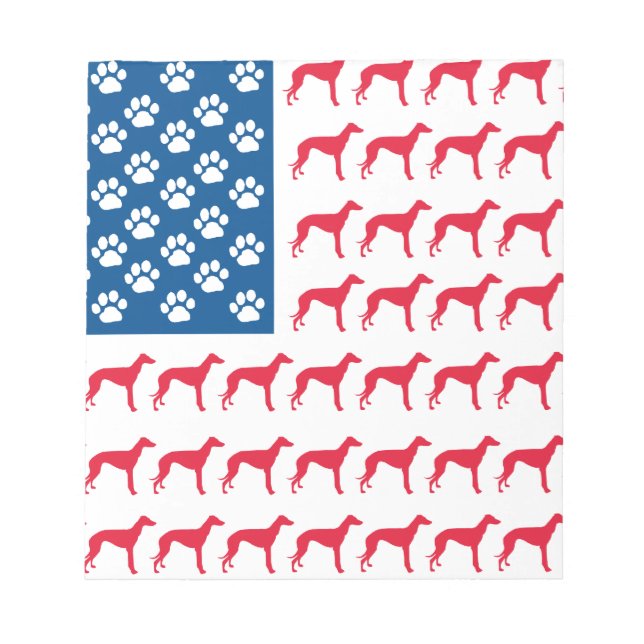 Bloc De Notas Perro de Greyhound Patriótico (Frente)