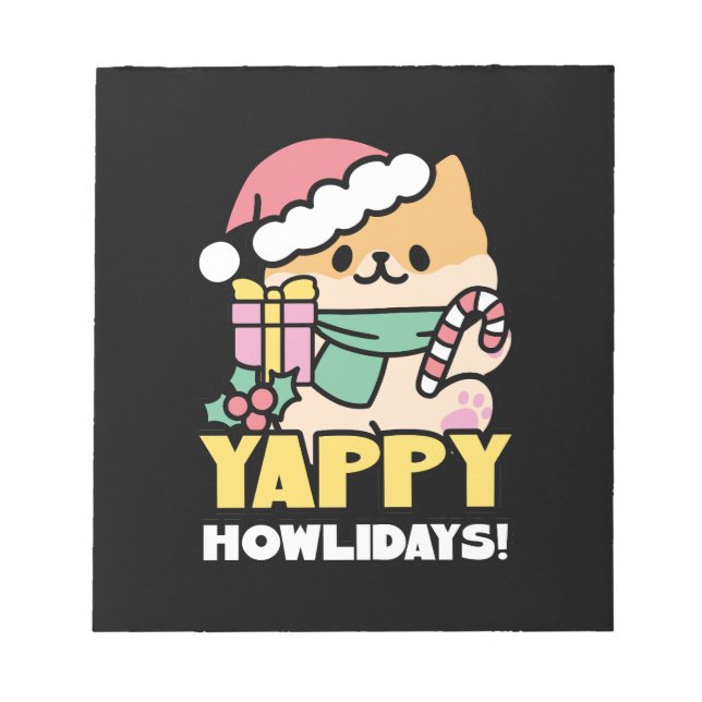 Bloc De Notas Perro de Navidades Cuadros - Yappy Howlidays (Frente)