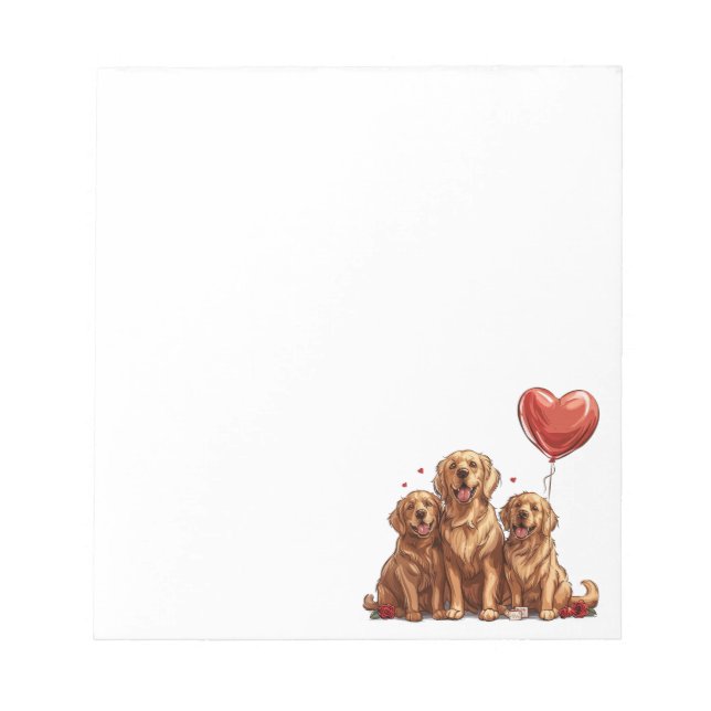 Bloc De Notas Perro día de San Valentín Golden Retriever (Frente)