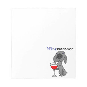 Bloc De Notas Perro divertido de Weimaraner que bebe el vino