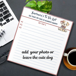 Bloc De Notas Perro feliz o foto personalizada para hacer planif