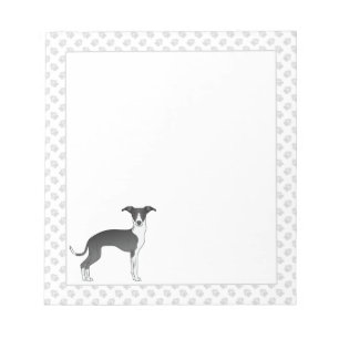 Bloc De Notas Perro Galgo Italiano Blanco Y Negro Con Patas