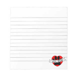 Bloc De Notas Perro Mamá Paw Y El Corazón Rojo Dibujando Llenos