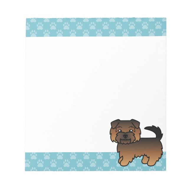 Bloc De Notas Perro Norfolk Terrier Grizzle y bordes azules (Frente)