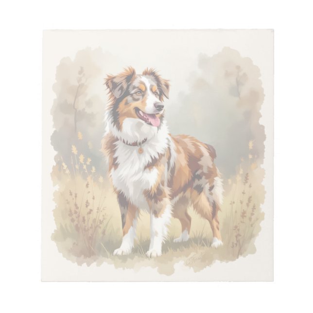 Bloc De Notas Perro pastor australiano rojo merle Aussie (Frente)