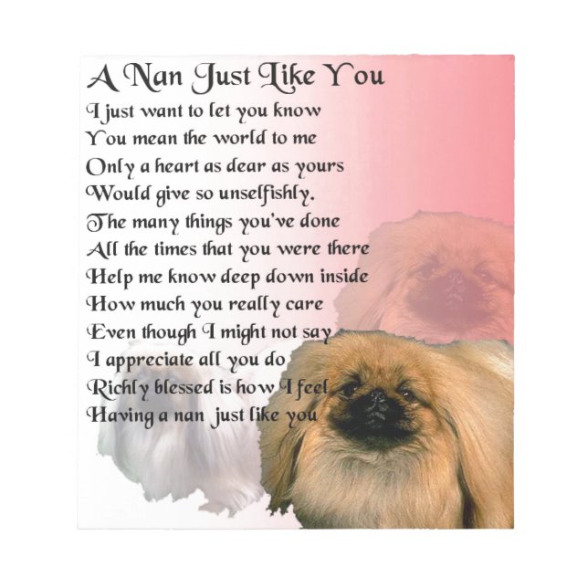 Bloc De Notas Perro pekingés - Poema de Nan (Frente)