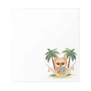 Bloc De Notas Perro Pomeraniano En Una Camisa Hamaca Hawaiana
