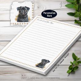 Bloc De Notas Perro Pug Negro Personalizado con renglones