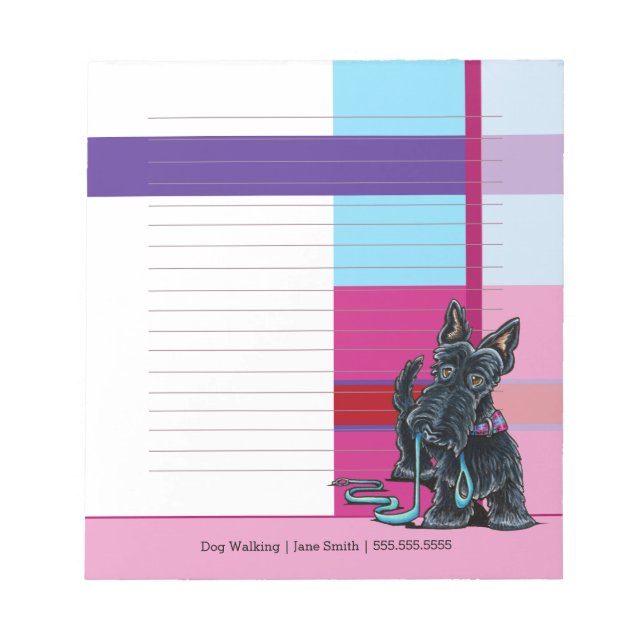 Bloc De Notas Perro Walker Cute Scottie Plaid personalizado en l (Frente)