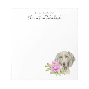 Bloc De Notas Perro Weimaraner Elegante Acuarela Agrega tu Nom