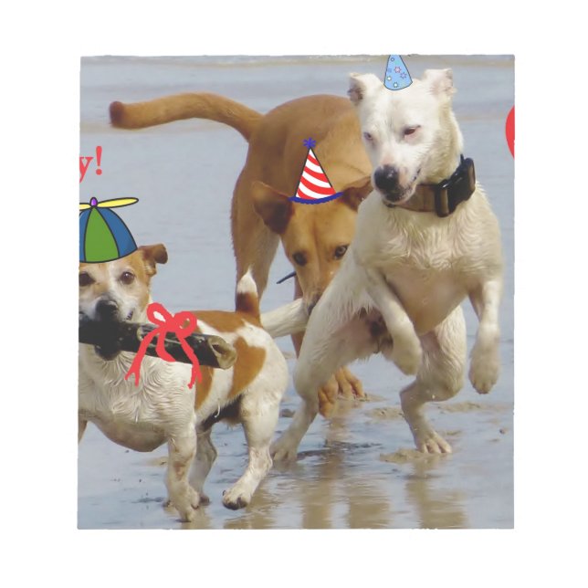 Bloc De Notas perros de cumpleaños felices (Frente)