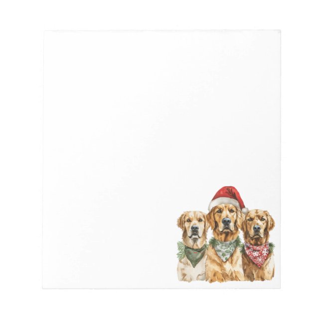 Bloc De Notas Perros Golden Retriever de Navidad (Frente)