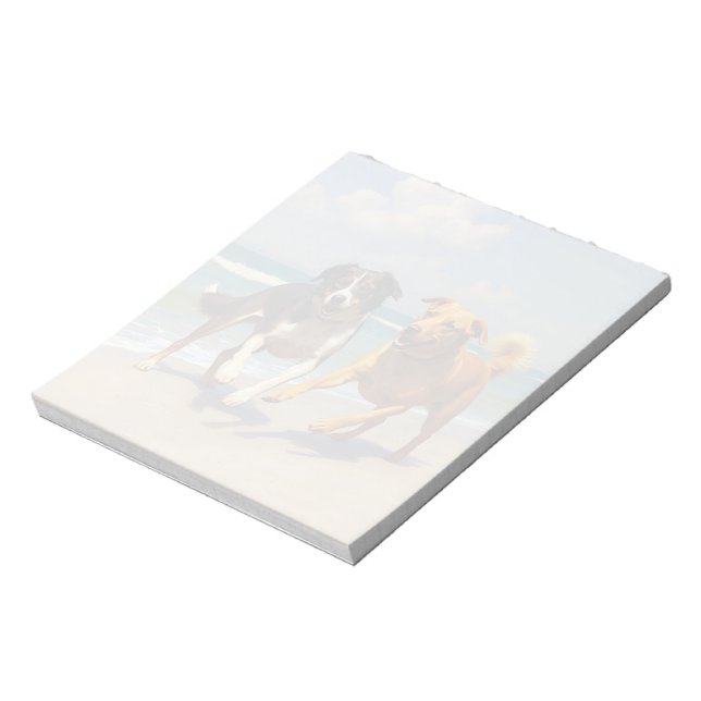 Bloc De Notas Perros jugando en la playa (Lado Izquierdo)