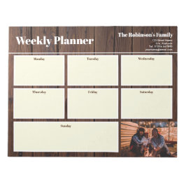 Bloc De Notas Personaliza tu foto planner semanal en madera rúst