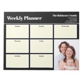 Bloc De Notas Personaliza tu foto semanal planner Plain Black