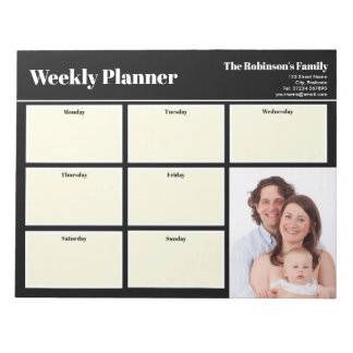 Bloc De Notas Personaliza tu foto semanal planner Plain Black