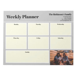 Bloc De Notas Personaliza tu foto semanal planner Plain Gray