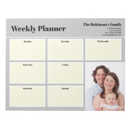 Bloc De Notas Personaliza tu foto semanal planner Plain Gray