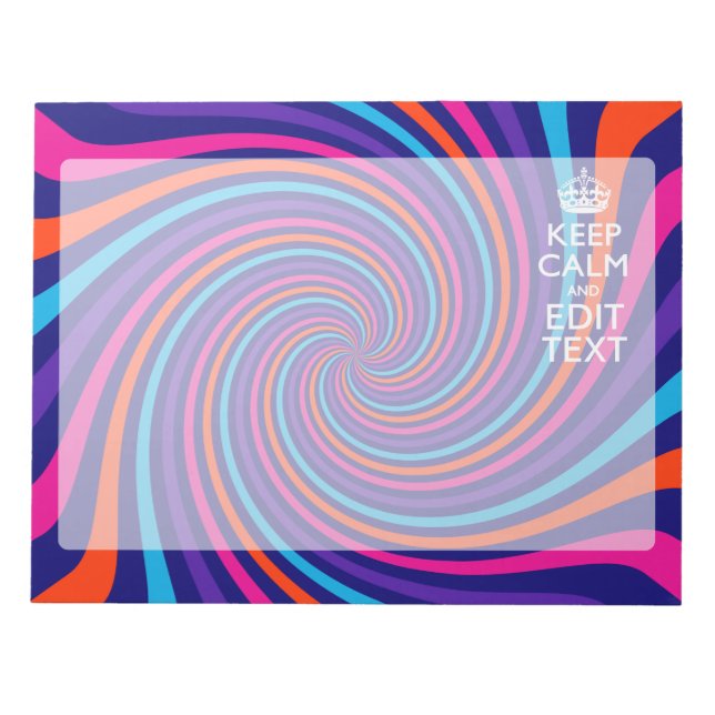 Bloc De Notas Personaliza Tu Swirl De Mantener Tranquilo Texto M (Frente)