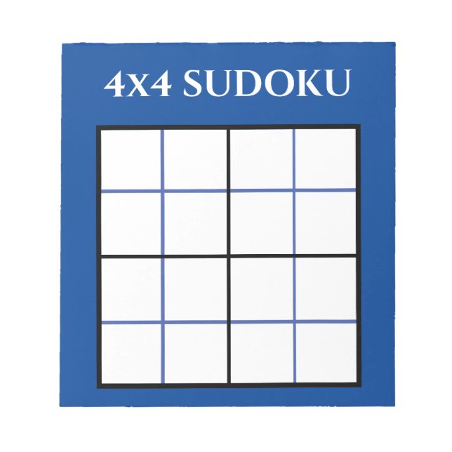 Bloc De Notas Personalizable 4 por 4 Sudoku Plantilla Azul (Frente)