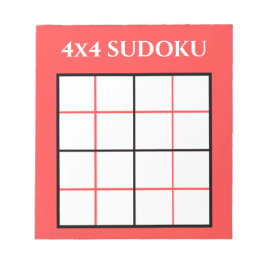 Bloc De Notas Personalizable 4 por 4 Sudoku plantilla rojo