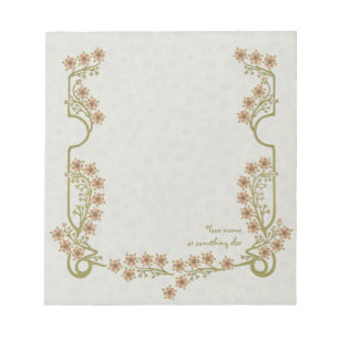 Bloc De Notas Personalizable Art Nouveau flor frame CC0861