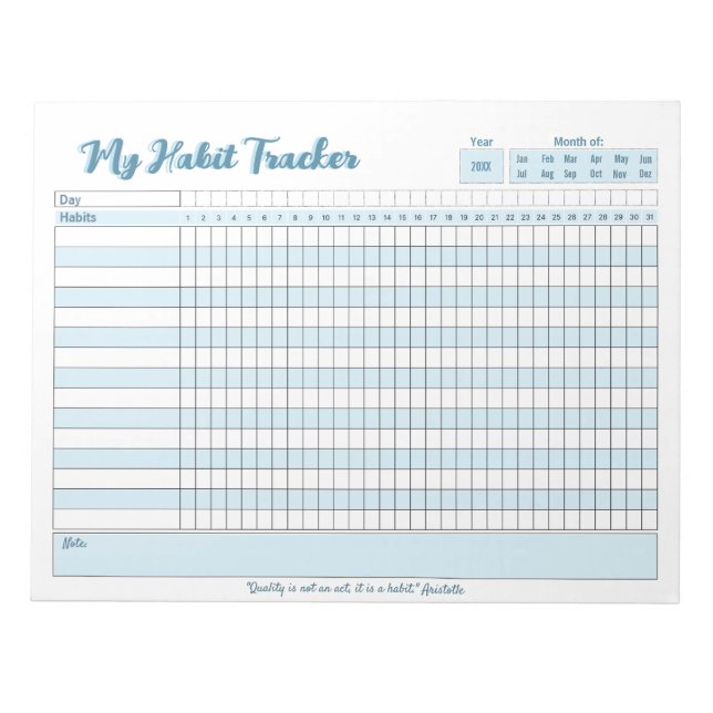 Bloc De Notas Personalizable completo de Habit Tracker (Frente)