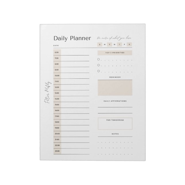 Bloc De Notas Personalizable Neutral Daily Planner - Prioridad s (Lado Izquierdo)