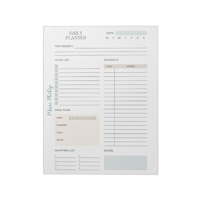 Bloc De Notas Personalizable Pastel Daily Planner (Lado Izquierdo)