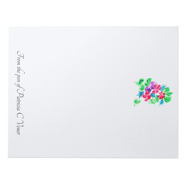 Bloc De Notas Personalizable Pretty Floral Bouquet Note Pad (Frente)