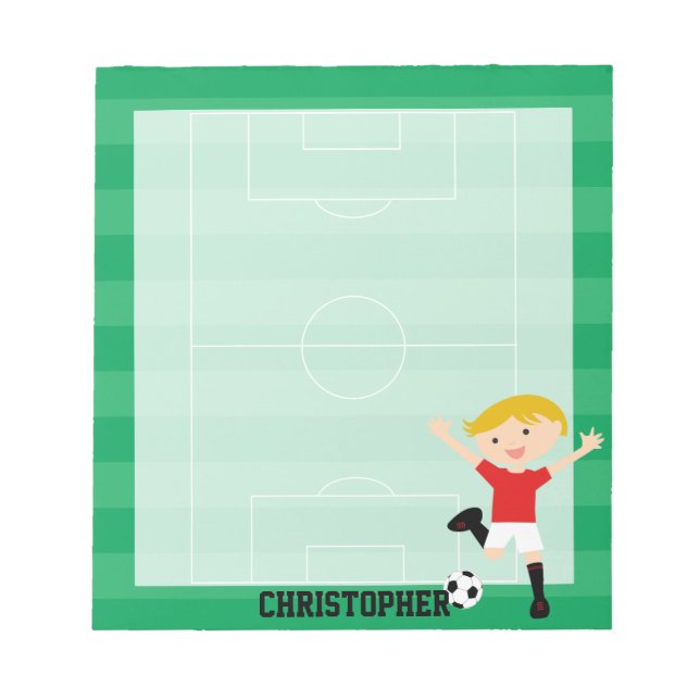 Bloc De Notas Personalizable Soccer Boy 1 rojo y blanco (Frente)