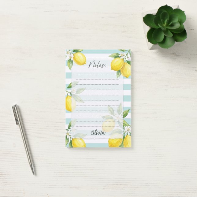 Bloc de notas personalizadas con limón rayado (Oficina)
