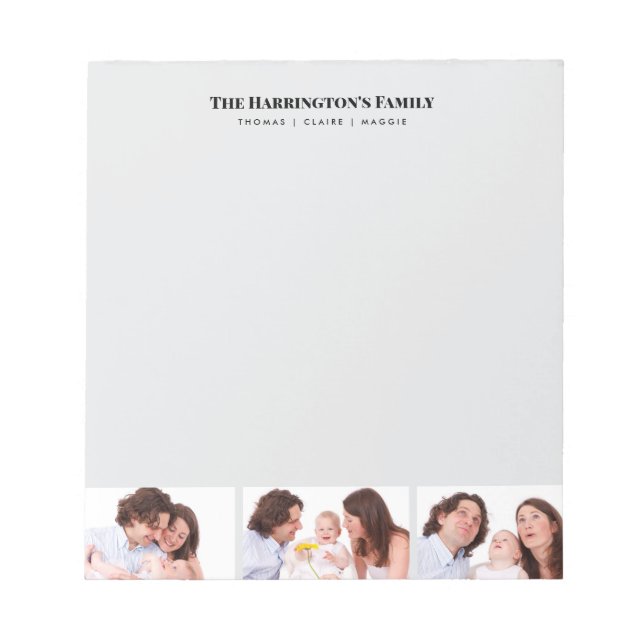 Bloc De Notas Personalizado 3 secciones Collage de fotos de fami (Frente)