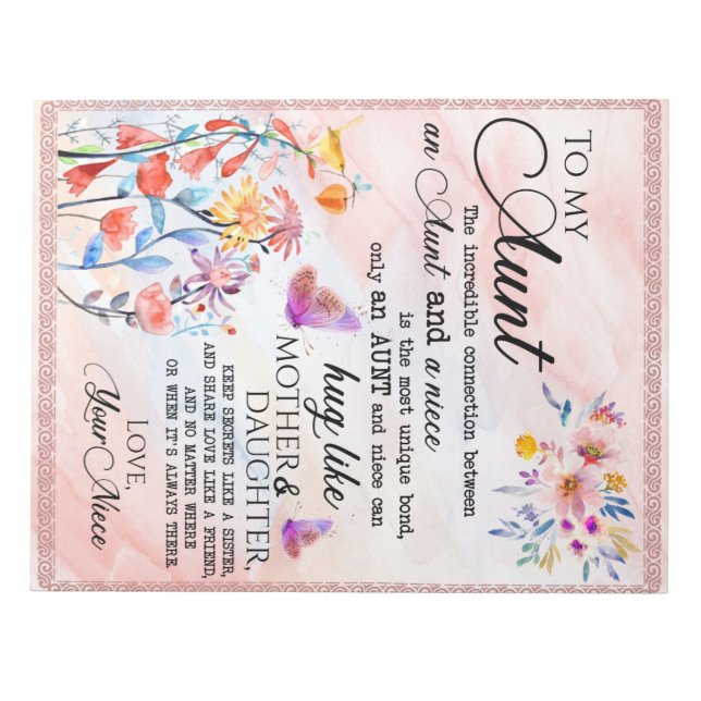 Bloc De Notas Personalizado A Mi Tía De La Niña (Frente)