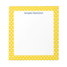 Bloc de notas personalizado amarillo polka Dot