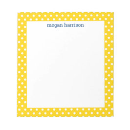 Bloc de notas personalizado amarillo polka Dot
