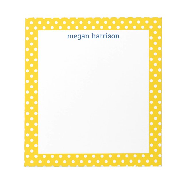 Bloc de notas personalizado amarillo polka Dot (Frente)
