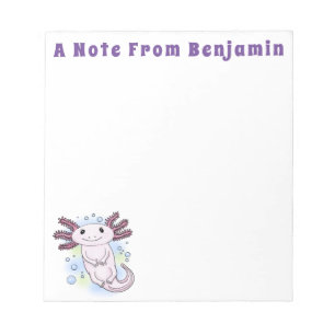 Bloc De Notas Personalizado axolotópico rosa adorable