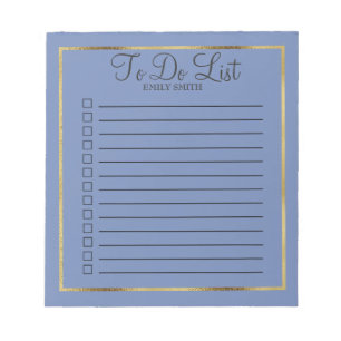 Bloc de notas personalizado azul y dorado para tar